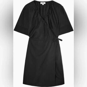 COS Mini Linen Blend Wrap Dress Black XS